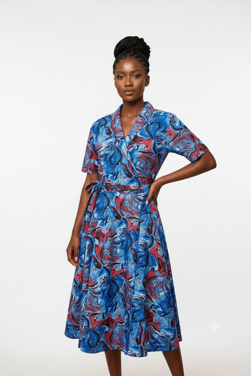 Vestido Transpassado  em capolana