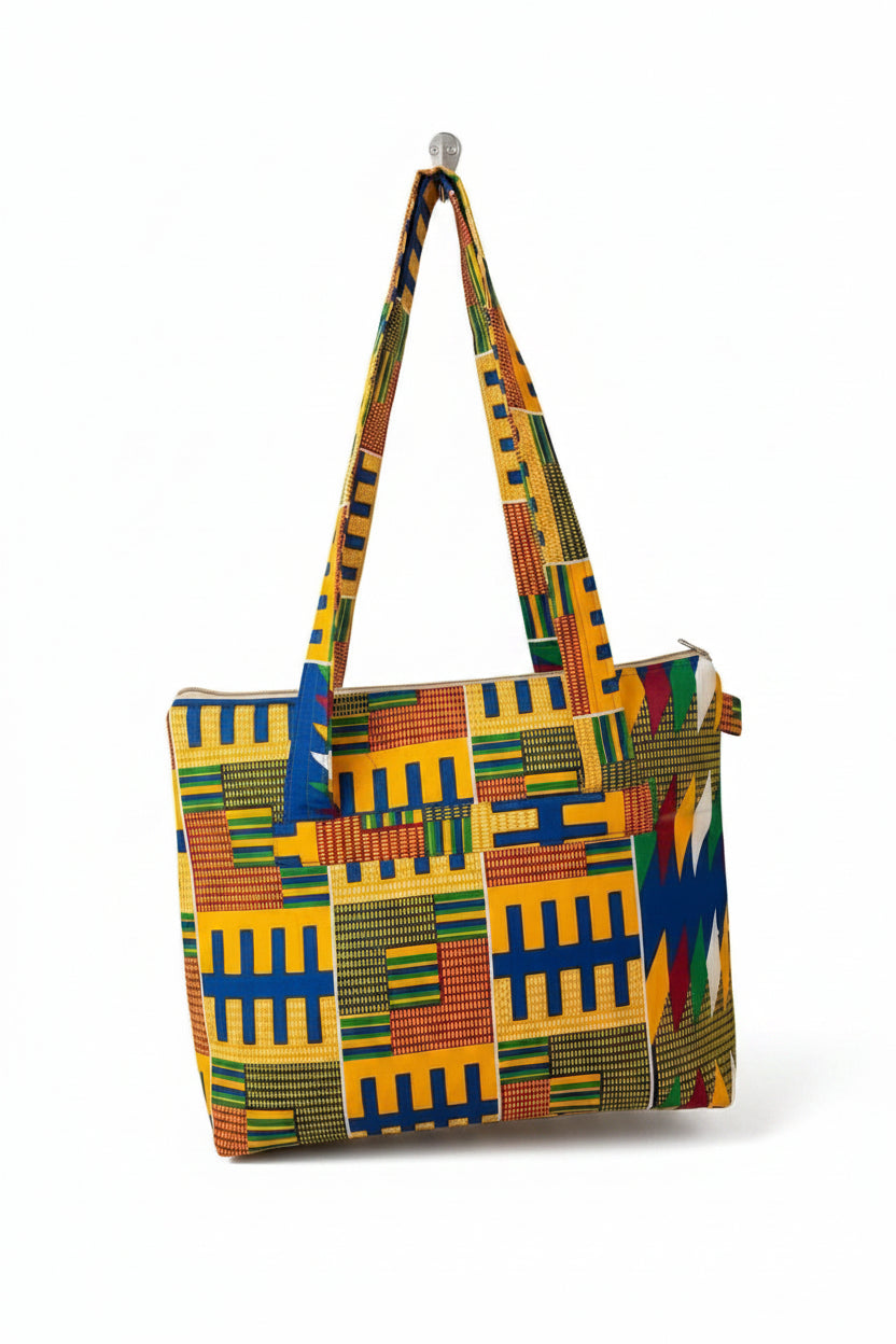 MALA AFRICANA ZURI — TECIDO KENTE AUTÊNTICO
