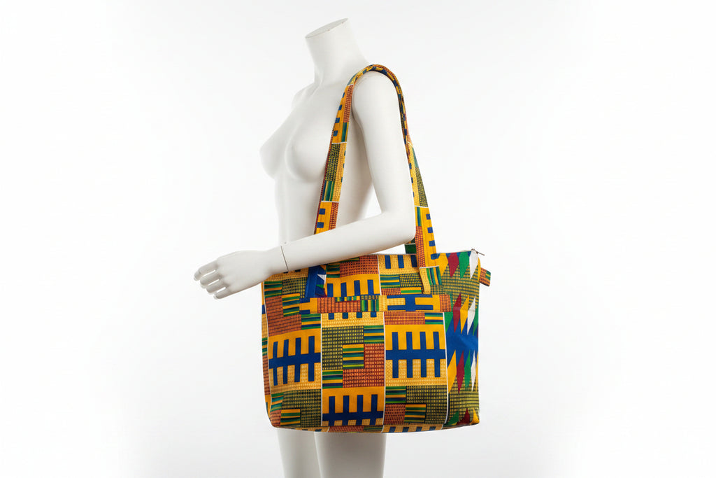 MALA AFRICANA ZURI — TECIDO KENTE AUTÊNTICO