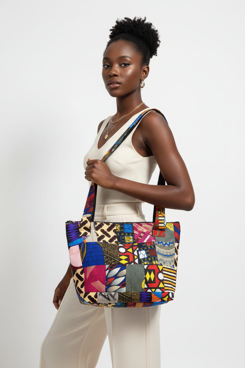 BOLSA TOTE PATCHWORK ÉTNICA AFRICANA