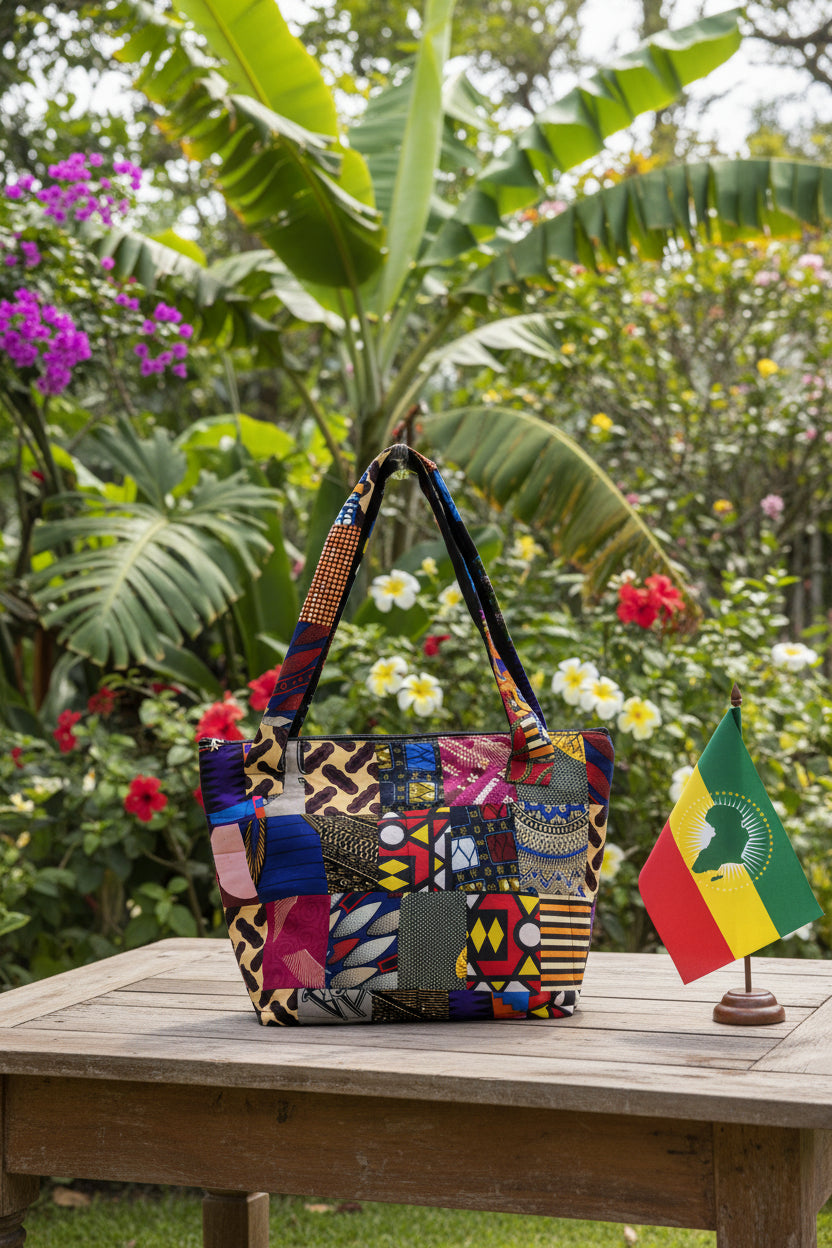 BOLSA TOTE PATCHWORK ÉTNICA AFRICANA